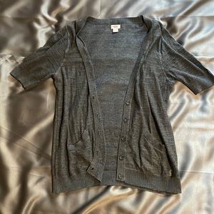 See through, short sleeve, button up sweater